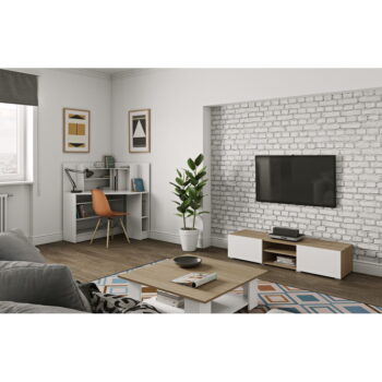 Biely TV stolík v dekore duba 140x31 cm Podium - TemaHome – Obrázok 10