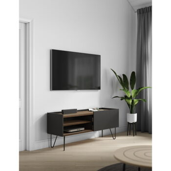 Hnedo-čierny TV stolík v dekore orecha 140x59 cm Nina – TemaHome - Image 4