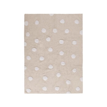 Béžový prateľný ručne tkaný bavlnený detský koberec 120x160 cm Polka Dots Beige – Lorena Canals