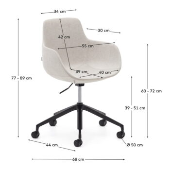 Béžové pojazdné jedálenské stoličky v súprave 2 ks Tissiana – Kave Home – Obrázok 8