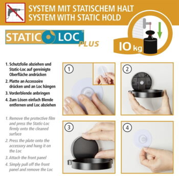 Čierny nástenný držiak na toaletný papier Wenko Static-Loc® Plus - Image 3