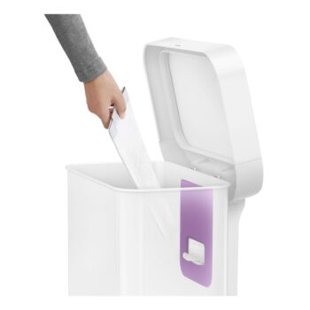 Biely nášľapný oceľový odpadkový kôš 55 l – simplehuman - Image 3