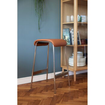 Barové stoličky z imitácie kože v koňakovohnedo-striebornej farbe v súprave 2 ks (výška sedadla 75 cm) Avenue – Hübsch - Image 2