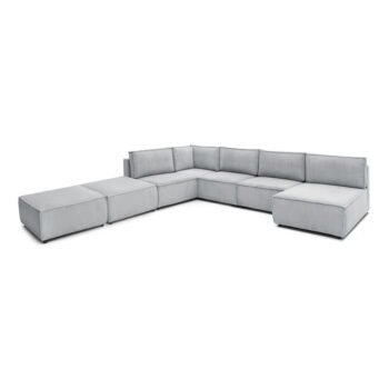 Svetlosivá menčestrová rohová pohovka (do tvaru "U"/variabilná) Nihad modular – Bobochic Paris - Image 7