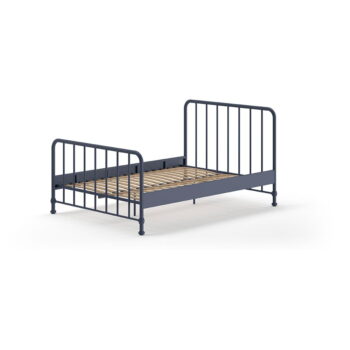 Modrá kovová dvojlôžková posteľ s roštom 140x200 cm BRONXX – Vipack – Obrázok 2