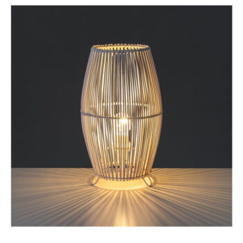Biela bambusová stolová lampa s bambusovým tienidlom (výška  29 cm) – Casa Selección – Obrázok 2