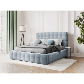 Svetlomodrá čalúnená dvojlôžková posteľ s úložným priestorom s roštom 160x200 cm Bali – Cosmopolitan Design - Image 3
