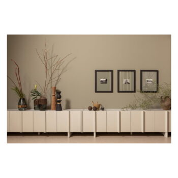 Krémovobiely modulárny TV stolík z borovicového dreva 200x53 cm Basu – WOOOD - Image 5