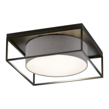 Čierno-sivé stropné svietidlo s textilným tienidlom 60x60 cm Carre – Fischer & Honsel