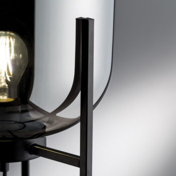 Čierna stojacia lampa so skleneným tienidlom (výška  97 cm) Regi – Fischer & Honsel - Image 4