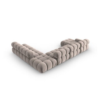 Svetlohnedá zamatová modulárna rohová pohovka (pravý roh/do tvaru "U") Bellis – Micadoni – Obrázok 4