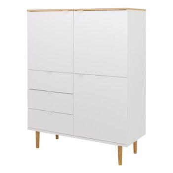 Vysoká komoda v dekore duba v bielo-prírodnej farbe 109x137 cm Skagen – Tenzo – Obrázok 4
