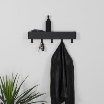 Čierny kovový nástenný vešiak s poličkou Dax Play – Spinder Design – Obrázok 3