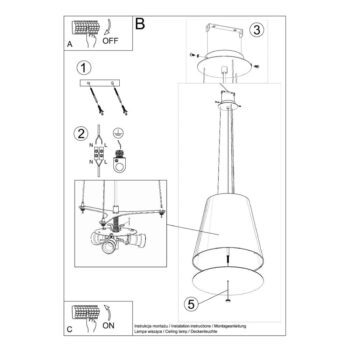 Čierne závesné svietidlo so skleneným tienidlom ø 50 cm Tresco - Nice Lamps - Image 8