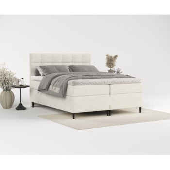 Krémovobiela boxspring posteľ s úložným priestorom 160x200 cm Urbaneo – Maison de Rêve - Image 6