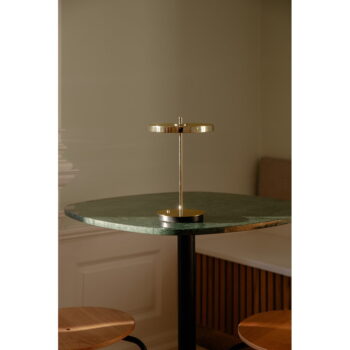 LED stolová lampa so stmievačom v zlatej farbe s kovovým tienidlom (výška  31 cm) Asteria Move – UMAGE - Image 2