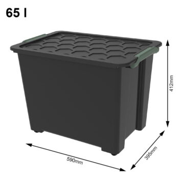 Lesklo čierny plastový úložný box s vekom Evo Safe - Rotho - Image 2