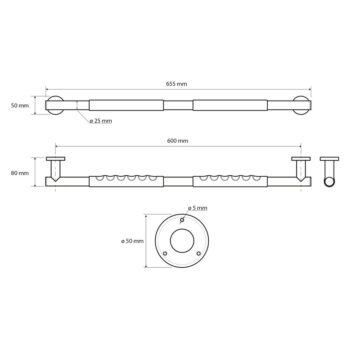 Nástenné madlo do kúpeľne z nehrdzavejúcej ocele 65,5 cm – Sapho - Image 2