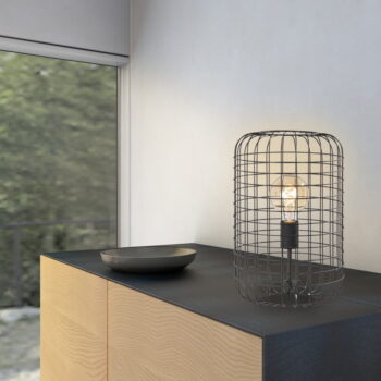Čierna stolová lampa s kovovým tienidlom (výška  25 cm) Justin – Fischer & Honsel - Image 3