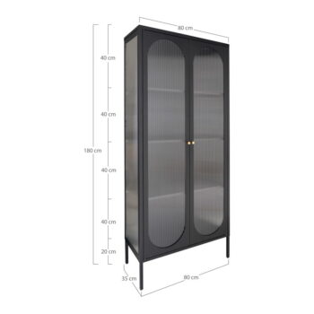 Čierna kovová vitrína 80x180 cm Adelaide – House Nordic - Image 5