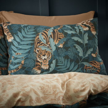 Zelené/hnedé obliečky na dvojlôžko 200x200 cm Tropic Tiger Leaf – Catherine Lansfield – Obrázok 4