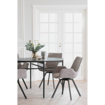 Čierny jedálenský stôl v dubovom dekore Rowico Skye, ø 120 cm - Image 4