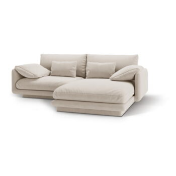 Biela rohová pohovka z textílie bouclé (pravý roh) Torino – Micadoni Home - Image 2