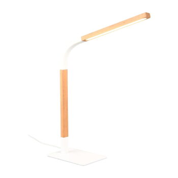 LED stmievateľná stolová lampa v bielej a prírodnej farbe s dreveným tienidlom (výška 73,5 cm) Norris – Trio – Obrázok 6