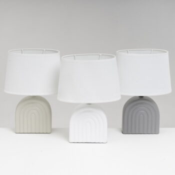 Biela keramická stolová lampa s textilným tienidlom (výška 31 cm) – Casa Selección - Image 3