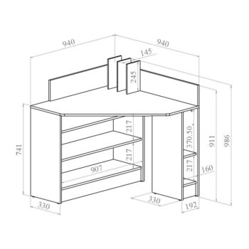 Pracovný stôl s doskou v dubovom dekore 94x94 cm Wall – TemaHome – Obrázok 2
