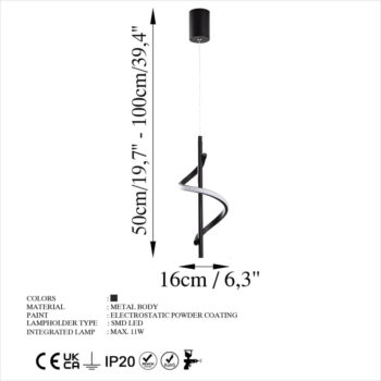 Čierne LED závesné svietidlo ø 16 cm Likma – Opviq lights – Obrázok 6