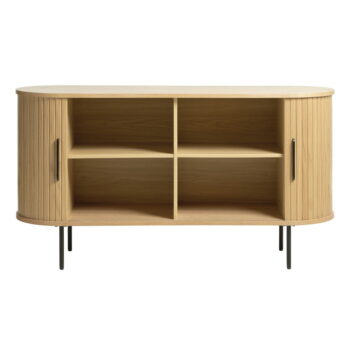 Nízka komoda v dekore duba s posuvnými dverami v prírodnej farbe 140x76 cm Nola – Unique Furniture – Obrázok 3