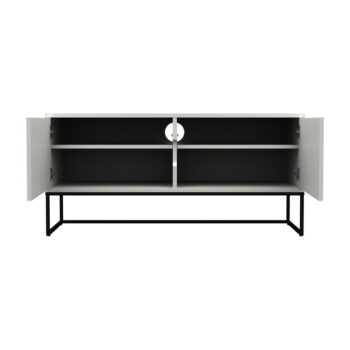 Biely dvojdverový TV stolík s kovovými nohami v čiernej farbe Tenzo Lipp, šírka 118 cm – Obrázok 4