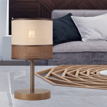 Tmavo hnedá stolná lampa s textilným tienidlom, výška 30 cm Andrea – LAMKUR - Image 4