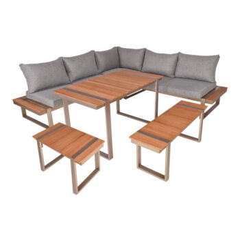 Béžový kovový záhradný lounge set pre 6 Aurea – Garden Pleasure – Obrázok 2