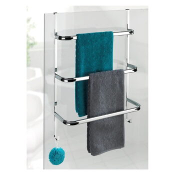 Strieborný samodržiaci věšiak na uteráky Wenko Towel Holder Chrome, 21 × 54 cm - Image 4