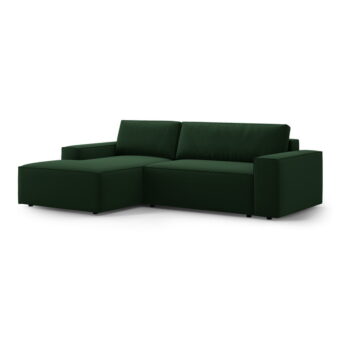 Tmavozelená rozkladacia rohová pohovka z textílie bouclé (ľavý roh) Jodie – Micadoni Home - Image 5