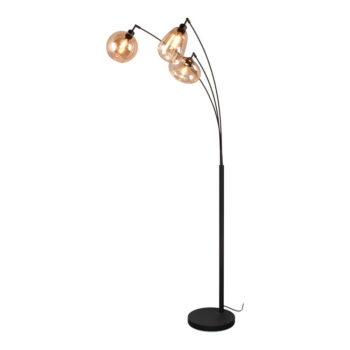 Čierno-oranžová stojacia lampa so skleneným tienidlom (výška 200 cm) Lumina – Trio - Image 4