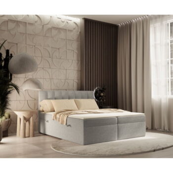 Svetlosivá boxspring posteľ s úložným priestorom 160x200 cm Novento – Maison de Rêve - Image 8