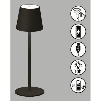 Čierna LED stmievateľná stolová lampa so senzorom pohybu a s kovovým tienidlom (výška 38 cm) Tropea – Fischer & Honsel - Image 3