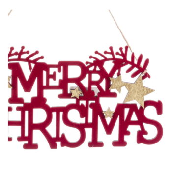 Dreveno-látková závesná vianočná dekorácia Merry Christmas – Casa Selección - Image 2