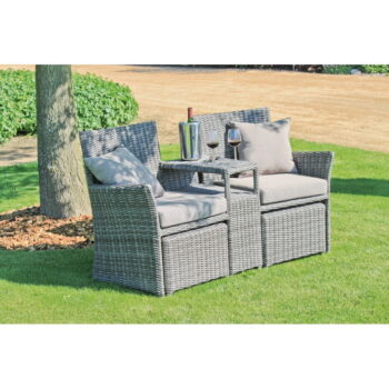 Sivý záhradný lounge set z umelého ratanu pre 2 Calgary – Garden Pleasure - Image 3
