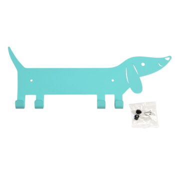 Tyrkysovomodrý kovový nástenný detský vešiak Sausage Dog – Rex London - Image 4