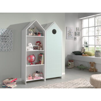 Bielo-svetlomodrá otvorená detská šatníková skriňa 115x171,5 cm CASAMI – Vipack – Obrázok 5