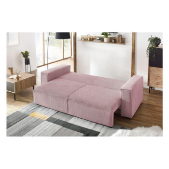 Svetloružová menčestrová rozkladacia pohovka 245 cm Nihad – Bobochic Paris - Image 3