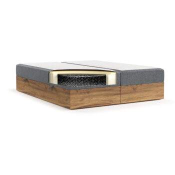 Boxspring posteľ s úložným priestorom v sivo-prírodnej farbe 180x200 cm Faro – Maison de Rêve - Image 2