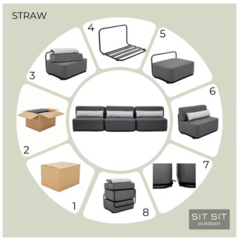 Tmavosivá záhradná modulárna pohovka 204 cm Straw – Sit Sit - Image 4