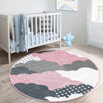 Ružovo-sivý detský koberec ø 80 cm Comfort – Mila Home - Image 2