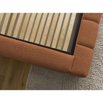 Oranžová čalúnená dvojlôžková posteľ s úložným priestorom s roštom 180x200 cm Denali – Bobochic Paris - Image 8