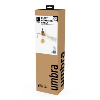 Biela samodržiaca kúpeľňová polička z recyklovaného plastu Flex Adhesive – Umbra - Image 9